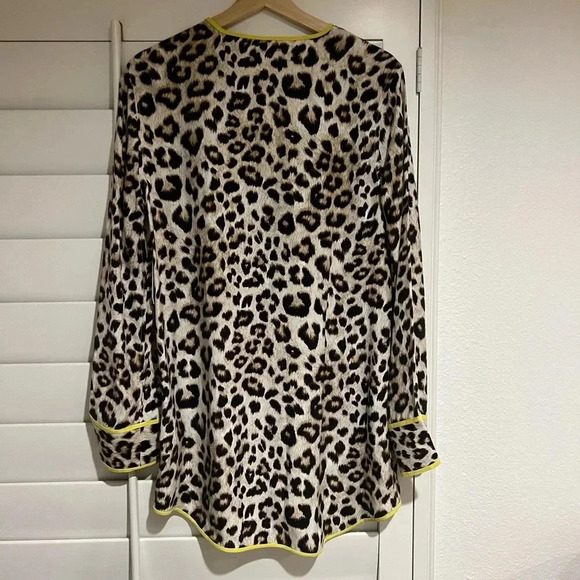 EQUIPMENT FEMME NWT Silk Leopard Print Dalton Tunic Top Blouse Neon - Picture 6 of 7
